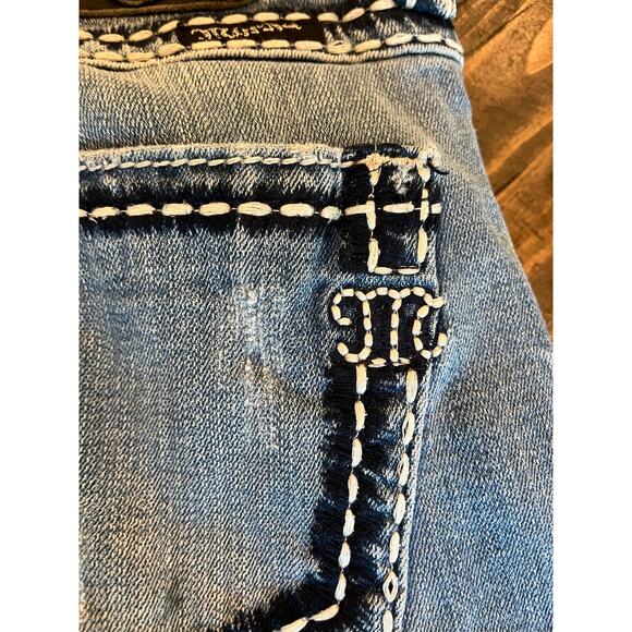 Miss Me Boyfriend Jeans Women 27 Thick Stitch Y2K Grunge Western Cowgirl Aztec - Picture 11 of 12